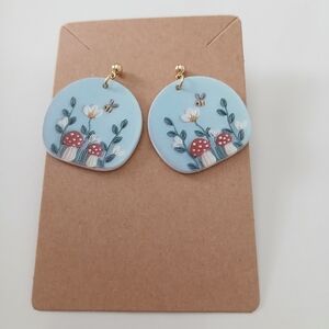Fashion Jewelry Blue and Red Mushroom Earrings